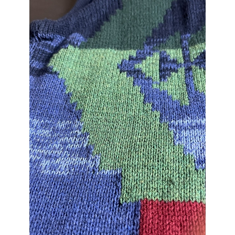 VTG 90s Chaps Denim Southwestern Aztec Sweater Vest Shawl Collar Womens‎ Small - Picture 9 of 11